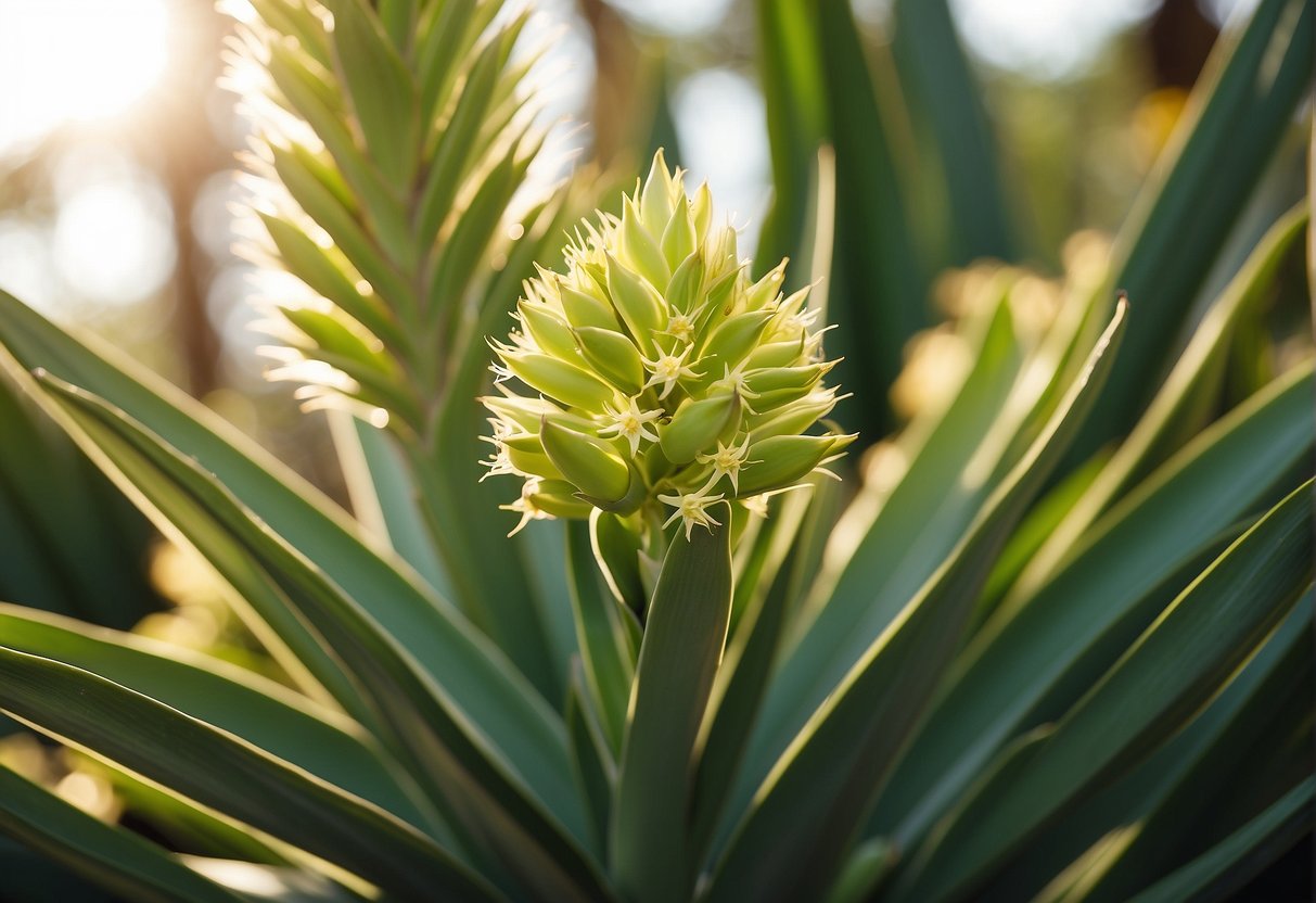 The yucca plant's vibrant green leaves slowly turning yellow due to overwatering or insufficient sunlight