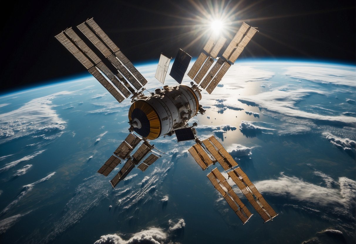 Multiple space station modules from various international partners and suppliers are interconnected in orbit, showcasing a collaborative effort in space exploration