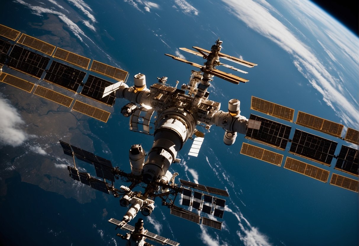 The ISS modules are carefully aligned and connected by astronauts and robotic arms in the vastness of space