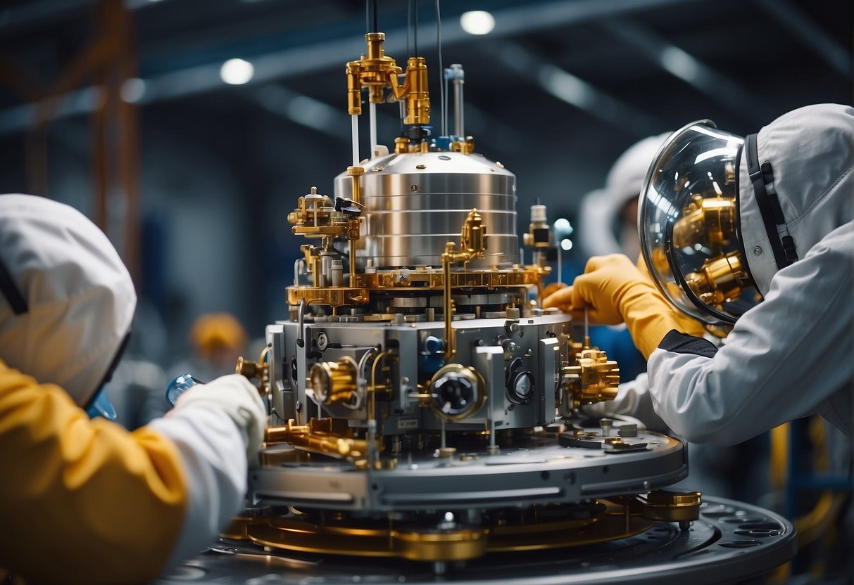A spacecraft being assembled with precision using aerospace fasteners and components, showcasing the unsung heroes of space assembly