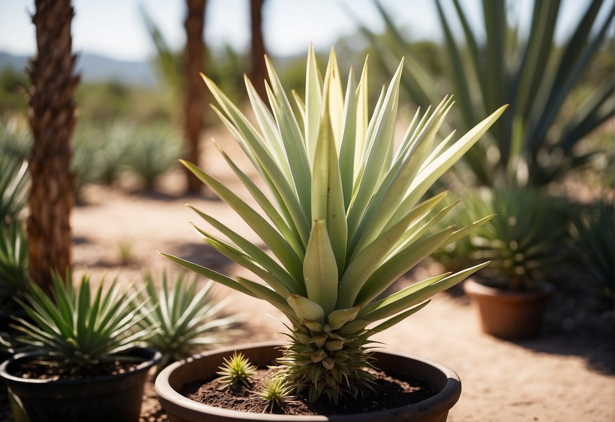 The yucca plants thrive in temperatures between 60-80 degrees Fahrenheit, with moderate humidity and plenty of sunlight