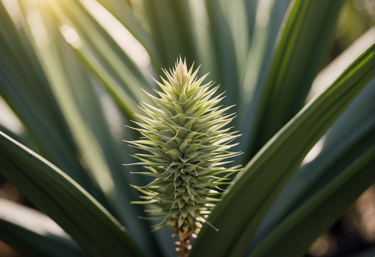 Yucca plants with overspray speckles. Use a gentle brush to remove stains. Show the plant in a natural setting, with focus on the leaves