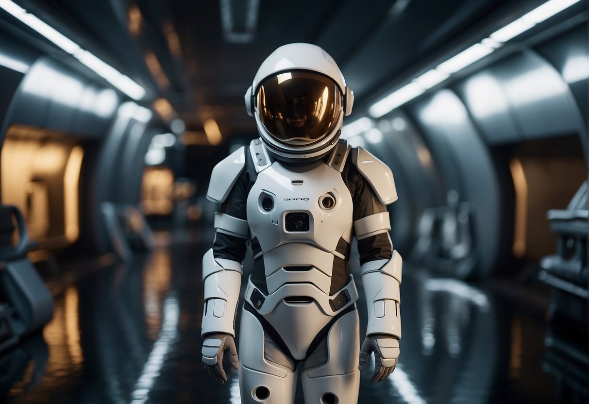 Advanced EVA suits with sleek, streamlined designs and integrated technology, allowing for increased mobility and functionality in the harsh environment of space