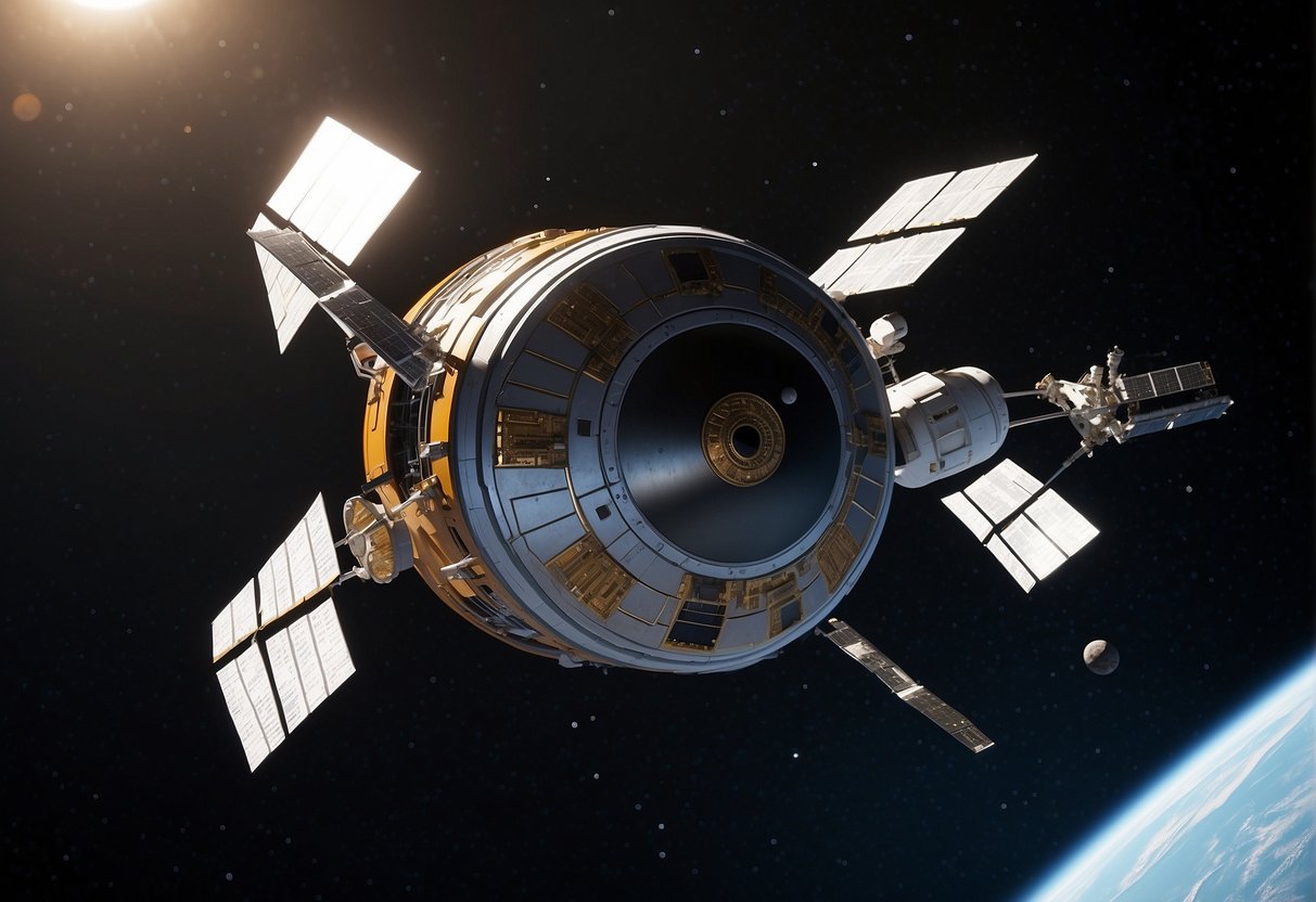 Advanced Materials for Spacecraft - A spacecraft with advanced materials, featuring heat shields and habitat structures, floats in the vastness of space