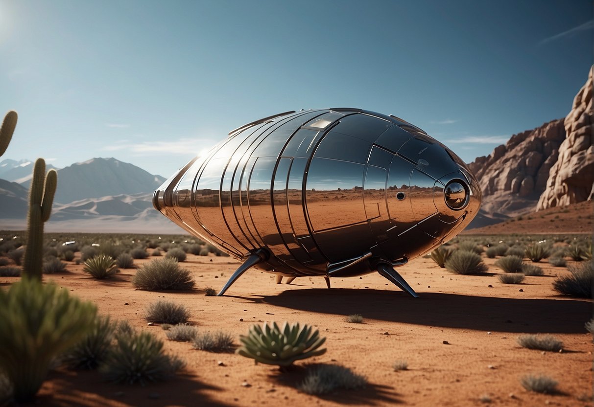 The Future of Planetary Protection - A futuristic spacecraft deploys a protective shield around an alien planet, ensuring the preservation of its unique ecosystem