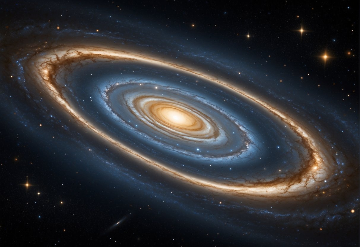 A vast, swirling galaxy with a bright, central core surrounded by spiral arms reaching out into the cosmic void. Twinkling stars and distant planets dot the expanse, hinting at the unexplored mysteries beyond our solar system
