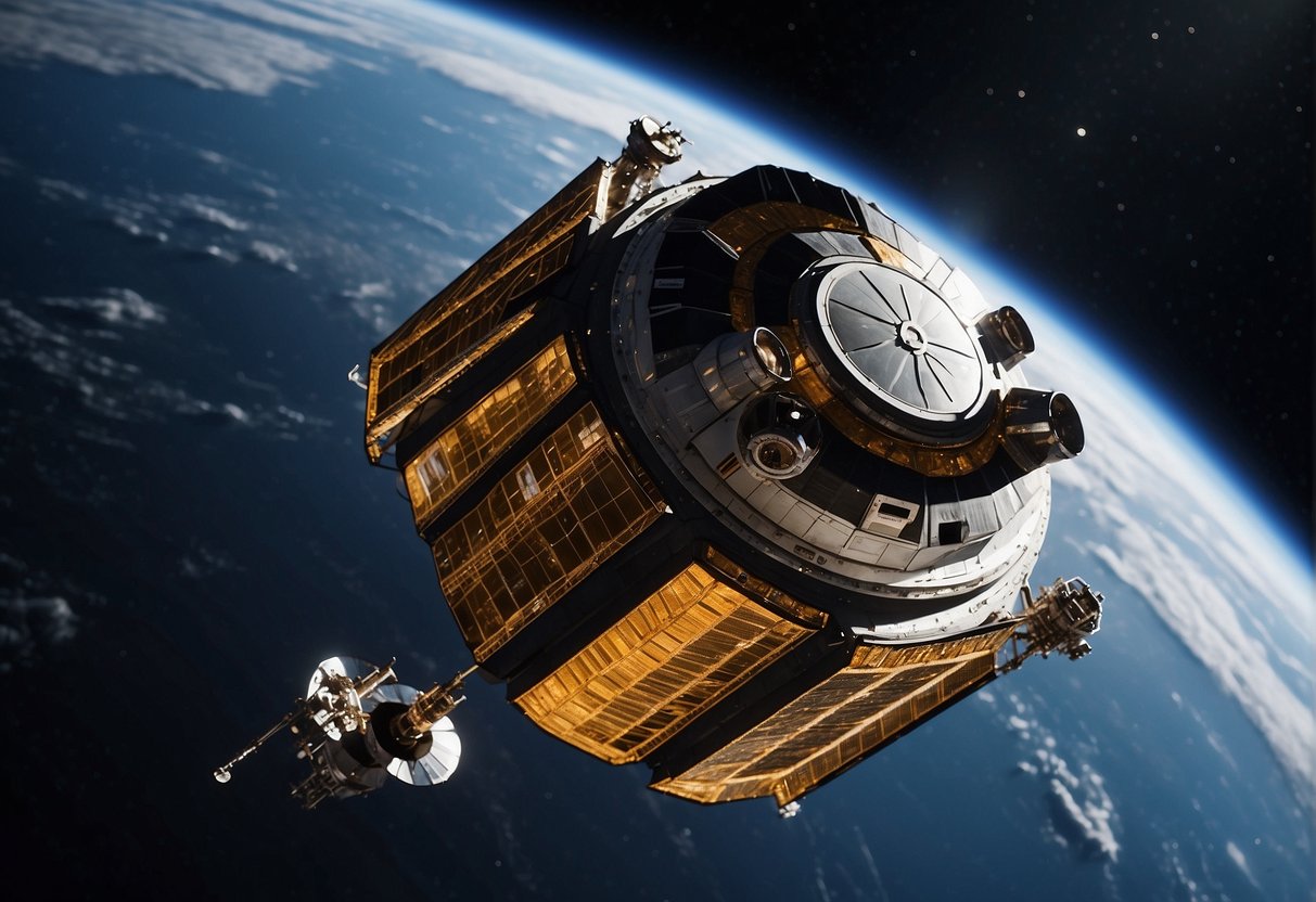 A spacecraft hovers in the vastness of space, with NASA and other agencies working diligently to ensure its maintenance and repair for a prolonged lifespan