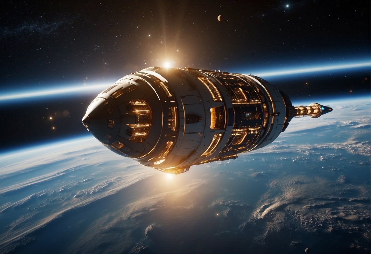 Spacecraft with advanced propulsion systems and energy-efficient technology soar through the cosmos, showcasing the latest innovations in commercial and international space ventures