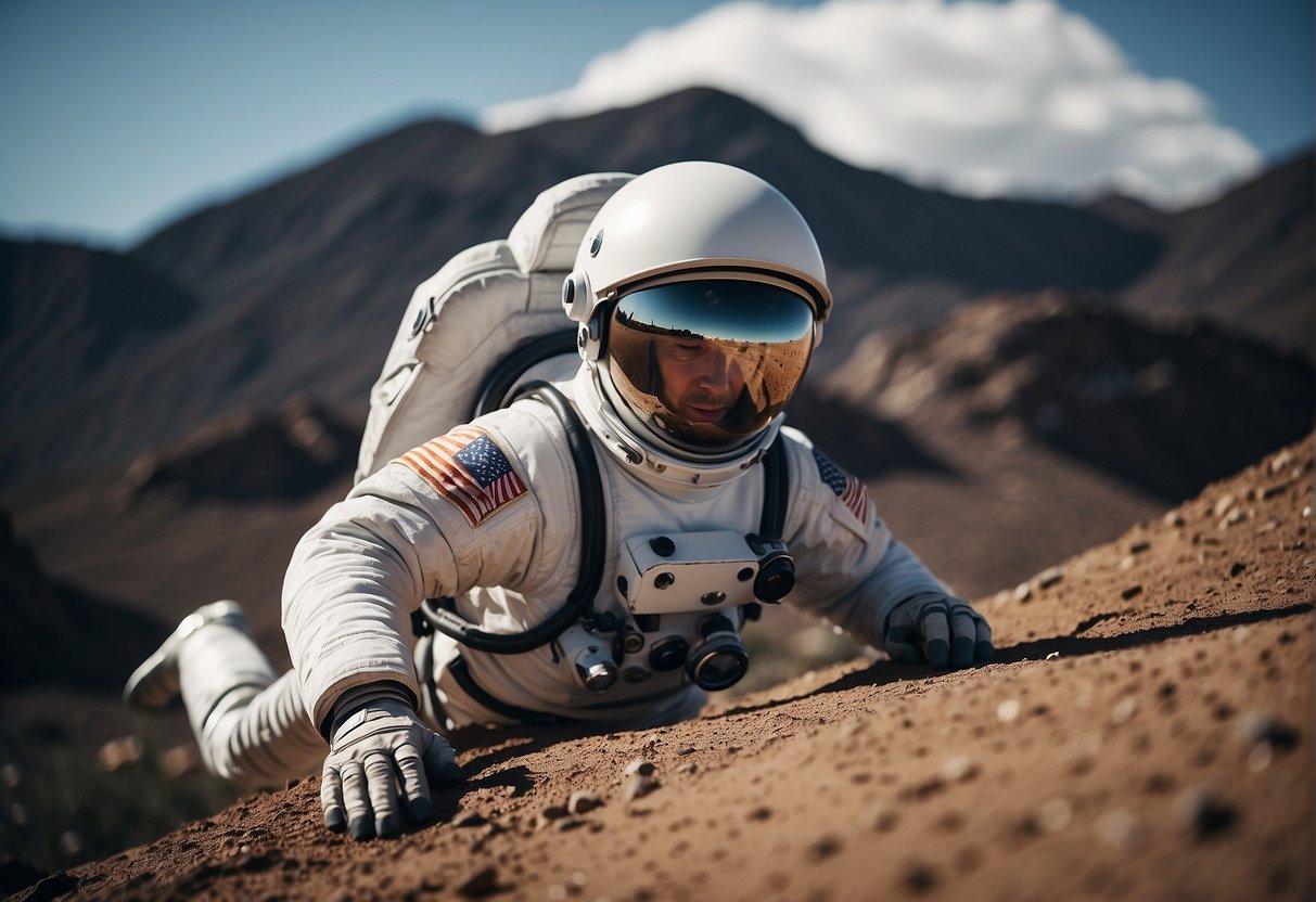 Astronaut Training for Extravehicular Activities - Astronauts practice EVA maneuvers in a simulated extraterrestrial environment, adjusting to low gravity and testing equipment