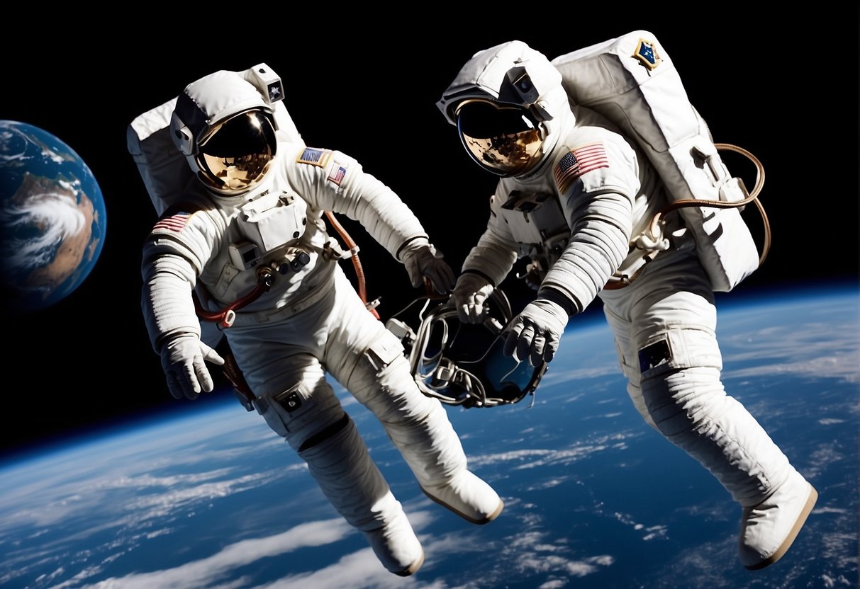 Astronauts training for EVAs in new environments: simulating spacewalks, practicing equipment use, and navigating unfamiliar terrain