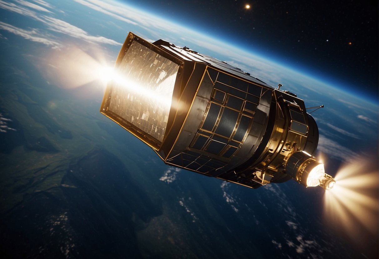 A spacecraft's shielding deflects cosmic radiation from its delicate electronics, ensuring resilience and safety in the harsh environment of space