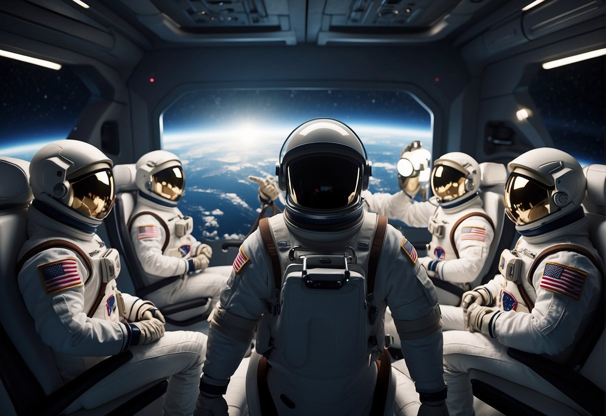 The Mental Health of Astronauts - Astronauts engage in group therapy sessions, utilizing virtual reality simulations to practice mindfulness and stress management techniques