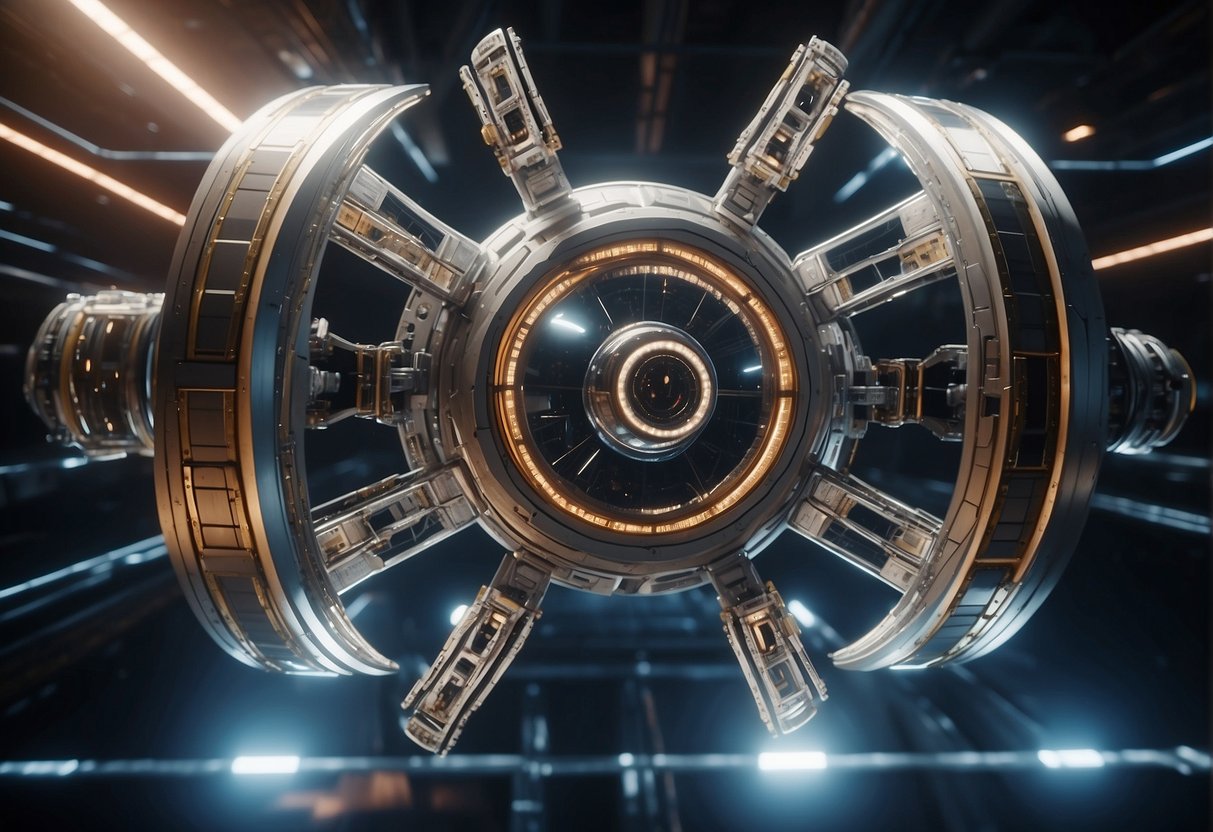 A space station rotates, creating centrifugal force to simulate gravity. Sci-fi inspirations blend with real-life engineering for artificial gravity design