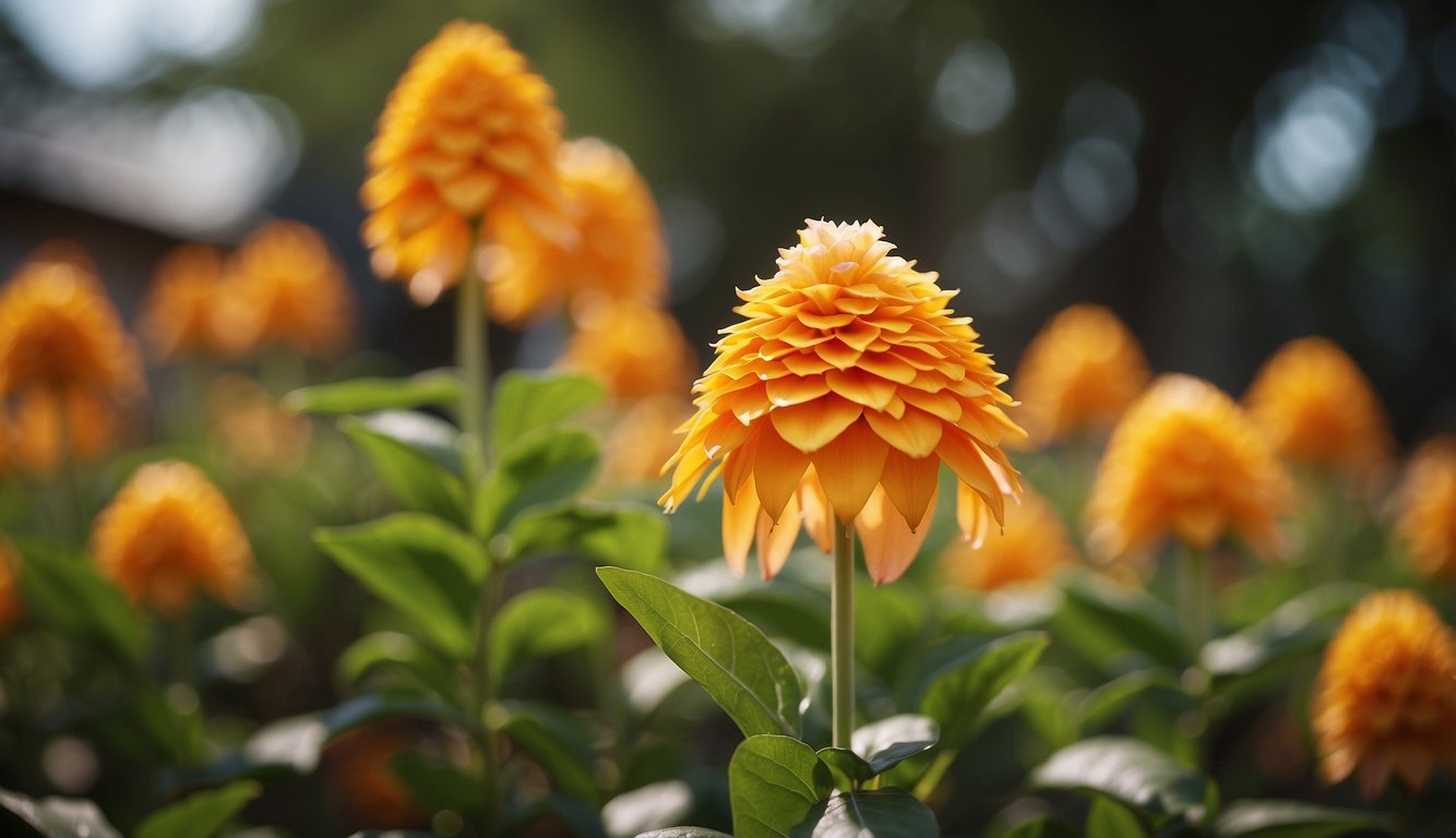 A vibrant Candy Corn Plant bursts open, revealing its colorful petals in a garden setting
