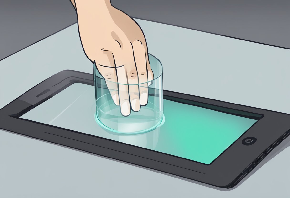A finger swiping across a smooth, glass surface, causing a responsive reaction from the screen