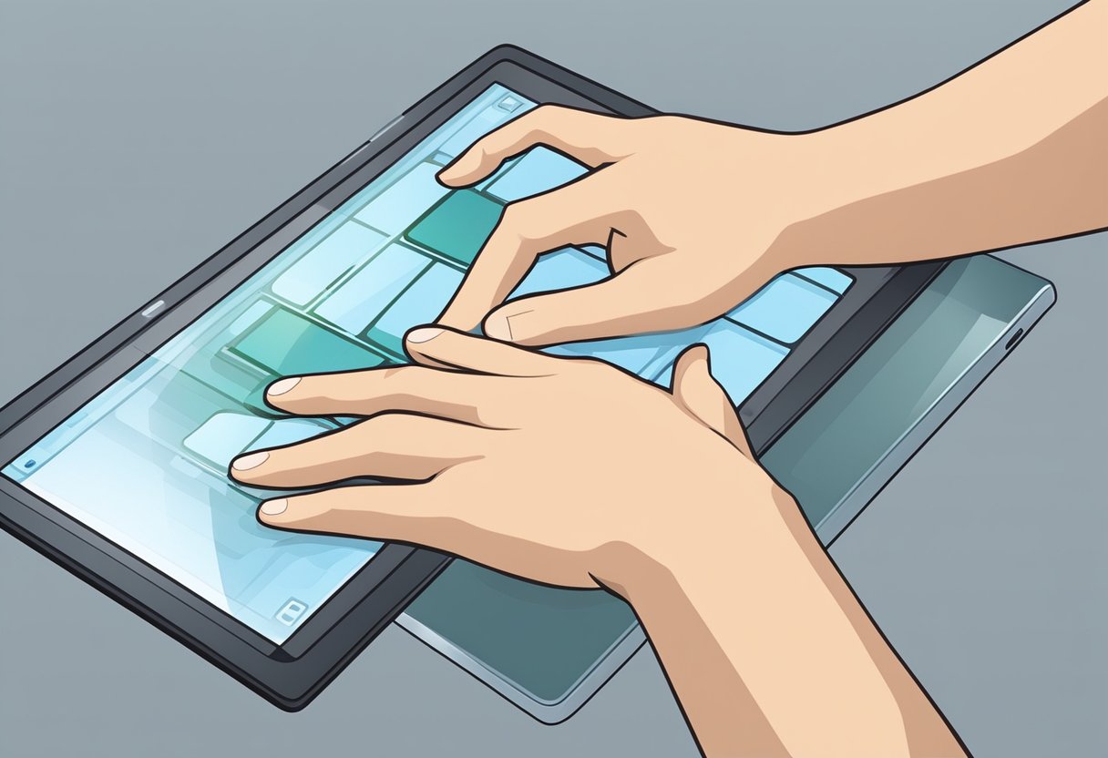 A finger swipes across a tft capacitive touch screen
