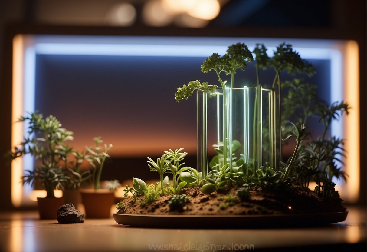 The habitat's lighting gradually brightens and dims, simulating the daily cycle of the sun on Mars