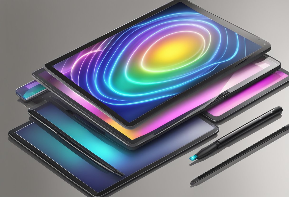 A 10-inch capacitive touch screen glowing with vibrant colors