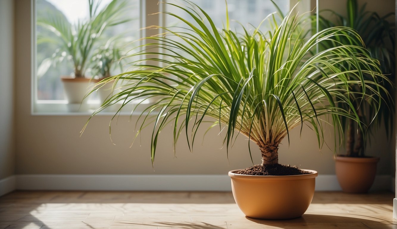 A Ponytail Palm is placed in a bright, airy room with well-draining soil.

It is watered sparingly and receives indirect sunlight