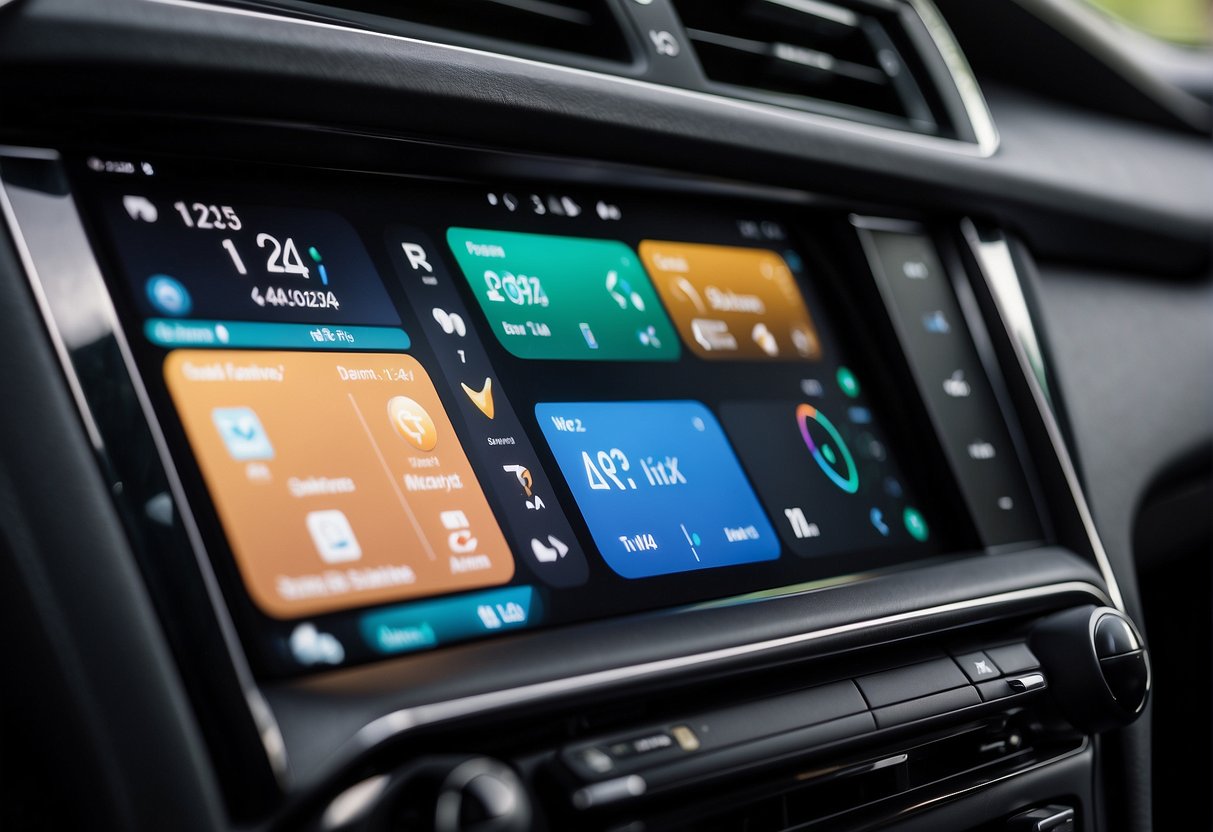 显示 Android Auto 和 Apple CarPlay 图标的汽车仪表板，显示它们与第三方应用程序的兼容性和可扩展性