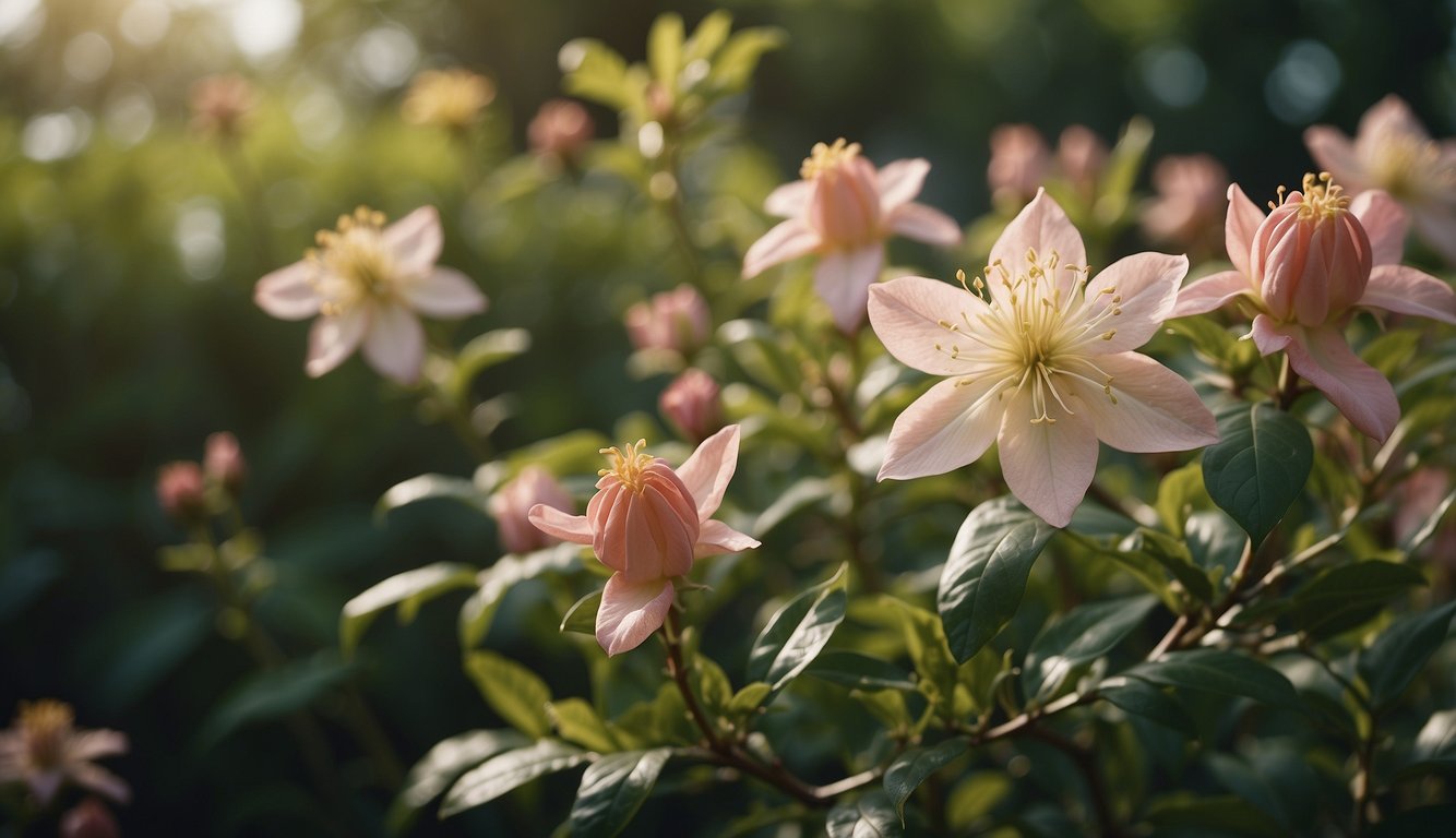A lush garden with vibrant Calycanthus Floridus blooms surrounded by curious onlookers.

The sweet fragrance captivates as the plant's alluring mystery unfolds