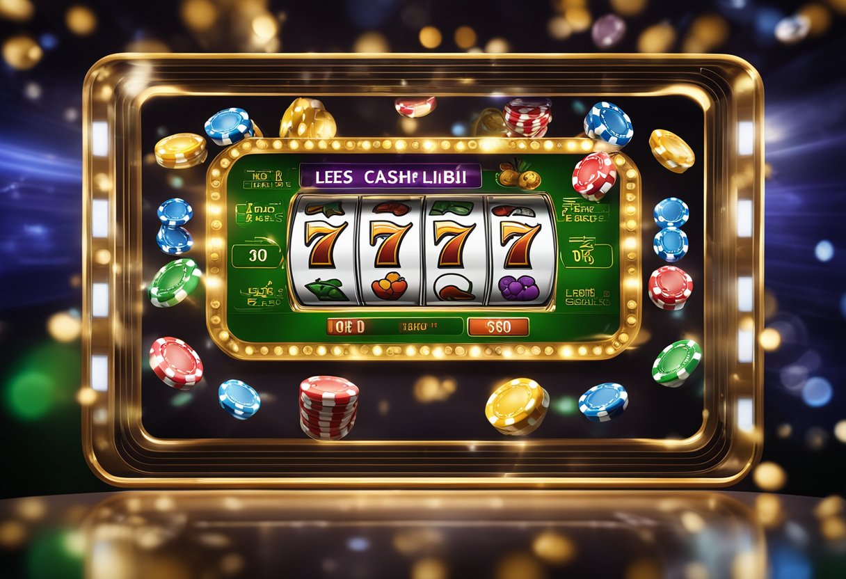 A digital screen displays "Les Offres et Promotions liées à Cashlib Casino en Ligne" with the Cashlib logo. Icons of casino games and promotional offers are shown