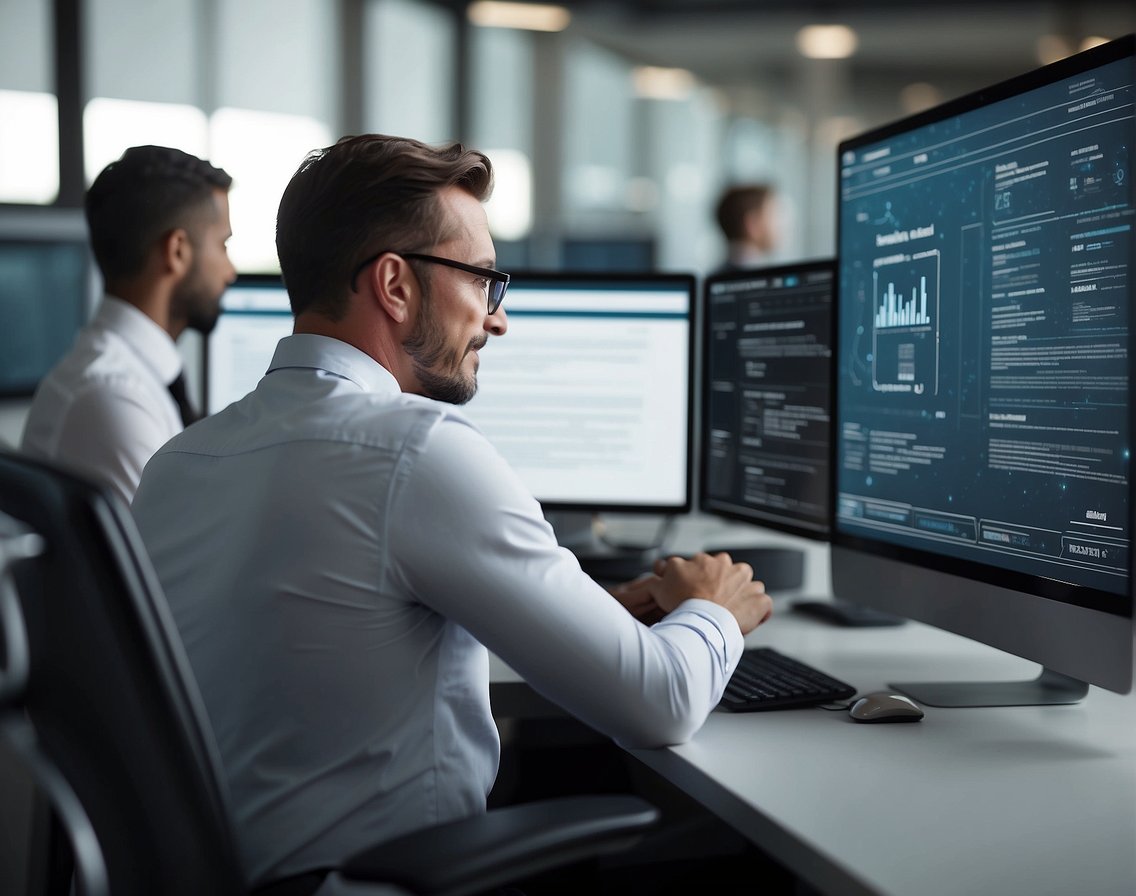 AI technology scanning and analyzing resumes for IT recruitment. Automated processes streamlining candidate selection