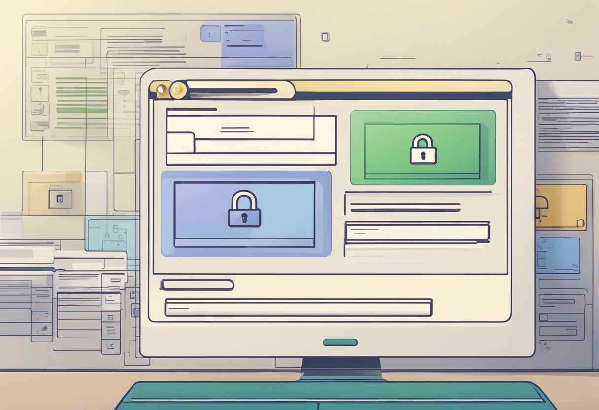 A computer screen displaying a locked file with a key icon and a prompt for a password