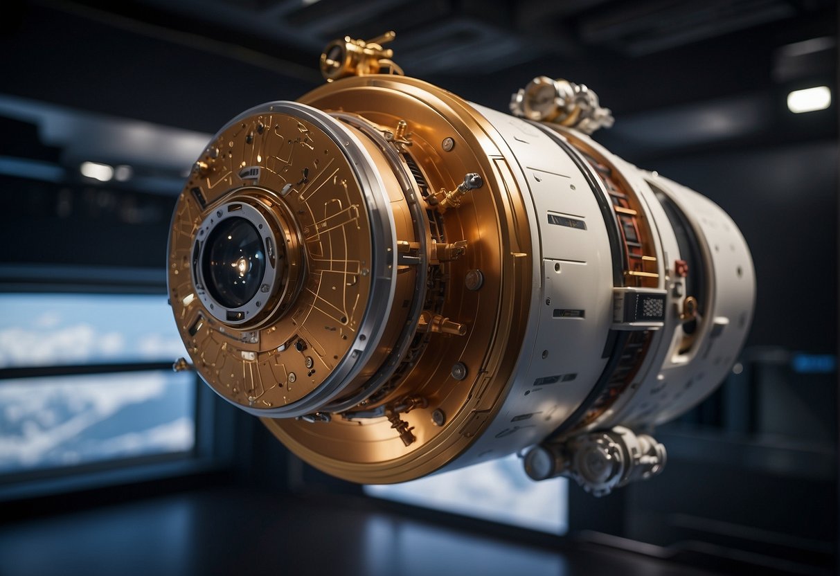 The scientific payloads and instruments of Tianwen-1 are displayed on a sleek, high-tech spacecraft, ready for Mars exploration