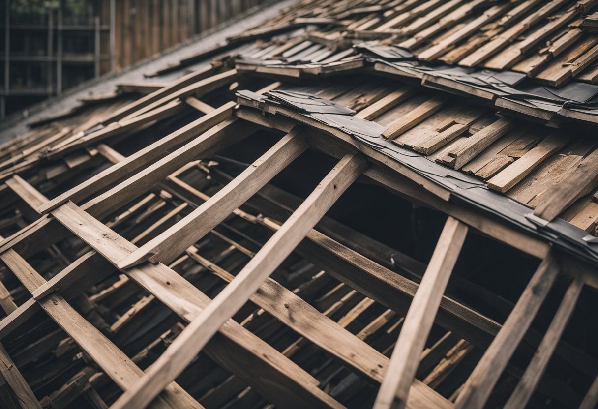 A dilapidated roof being replaced with new, modern materials, transforming the appearance of the home and increasing its value