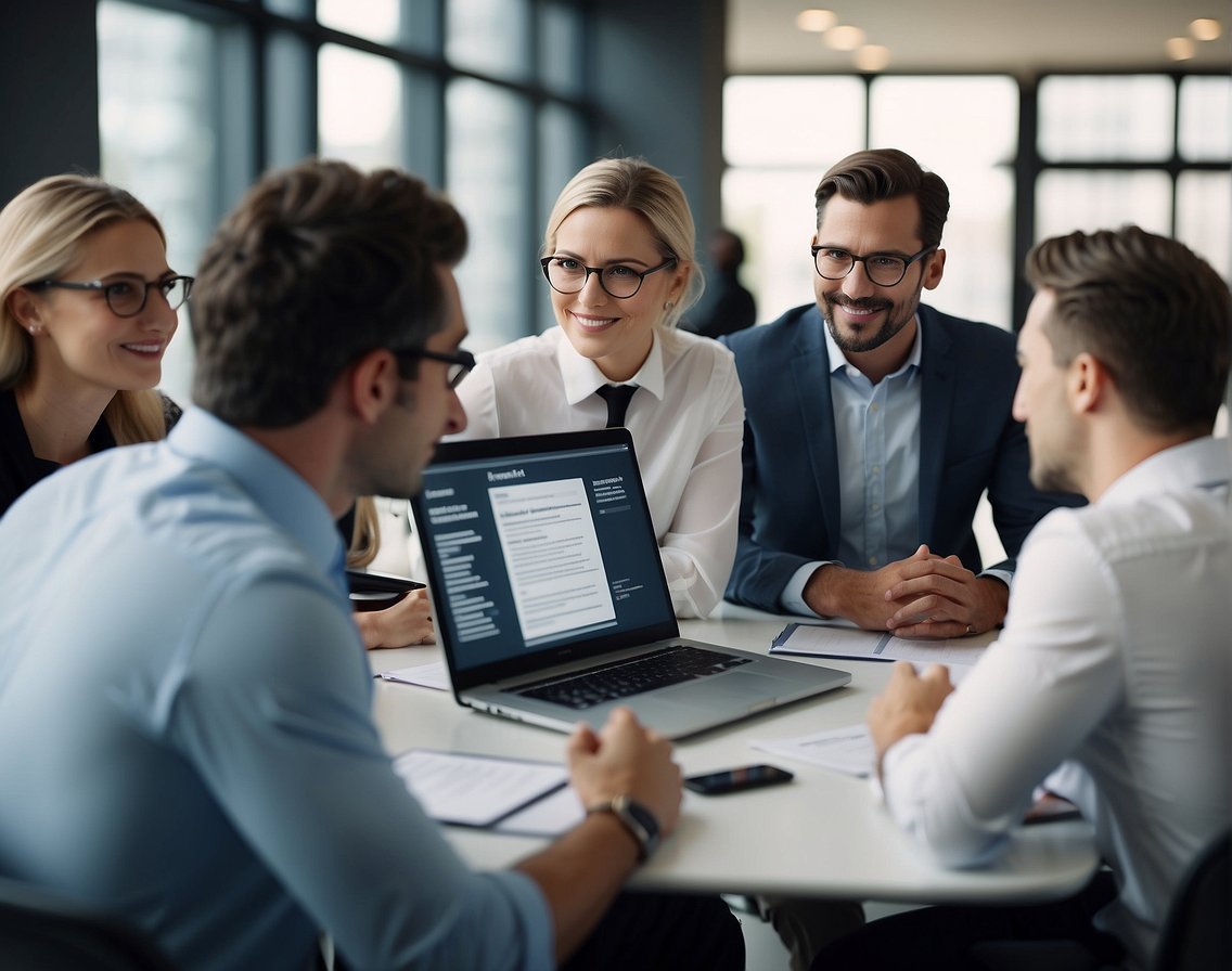 A group of professionals evaluating and selecting candidates for an IT recruitment team