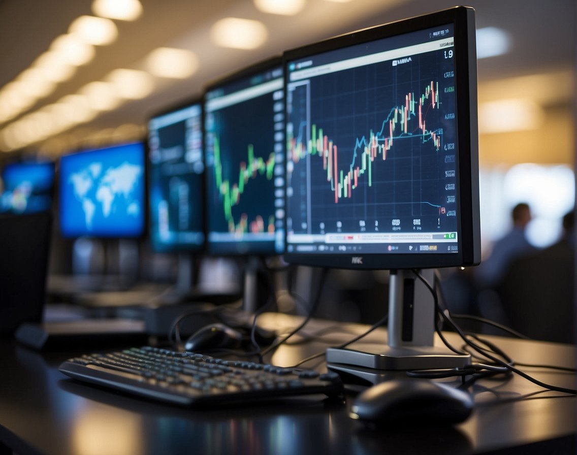 A bustling Norwegian IT market with a global appeal, showcasing a diverse range of technology and innovation to attract international IT talent