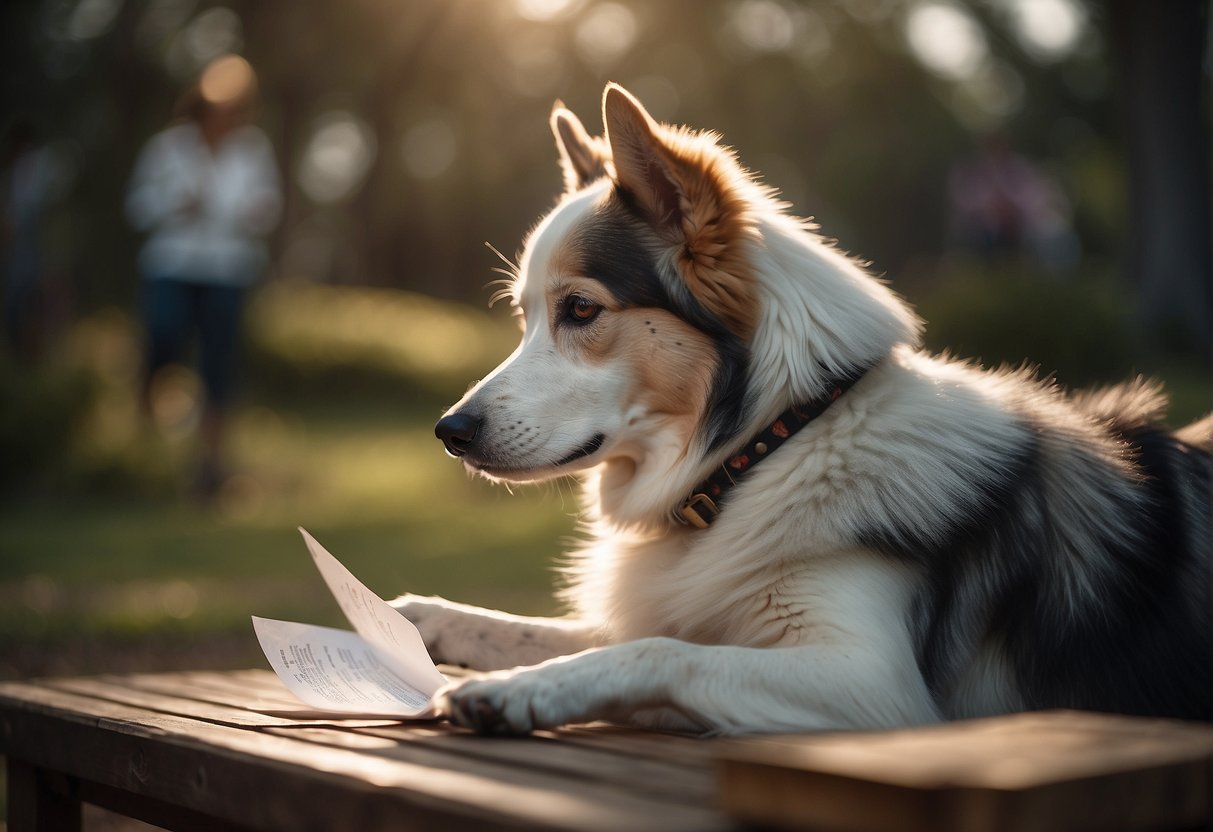 A dog eagerly reading a letter addressed to them in 2023