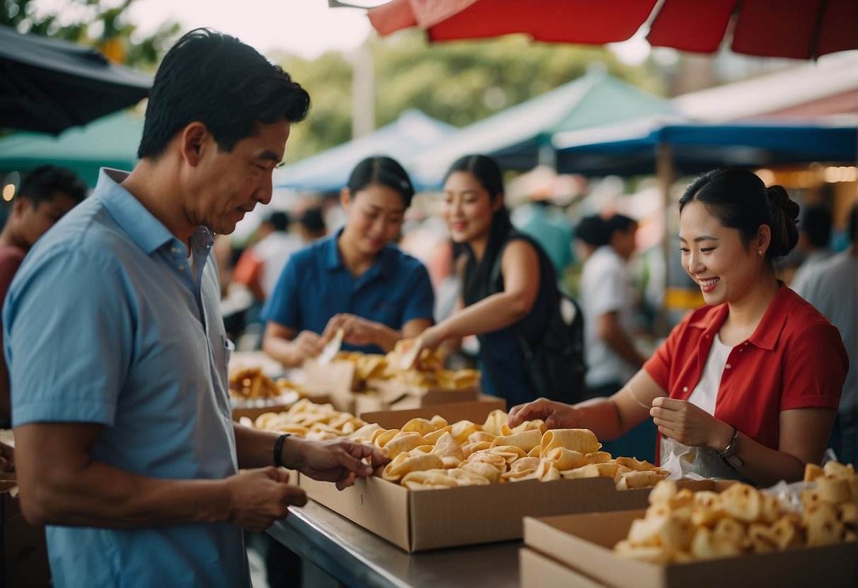 People unwrapping Quick Bites at food stalls in Robinsons Magnolia