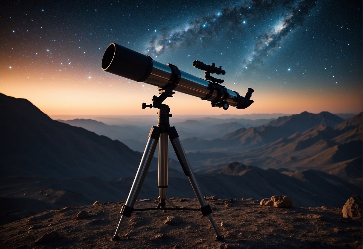 A telescope points towards the stars, capturing the silhouette of distant planets against the backdrop of the cosmos. Data streams in, revealing key discoveries of the Kepler Mission