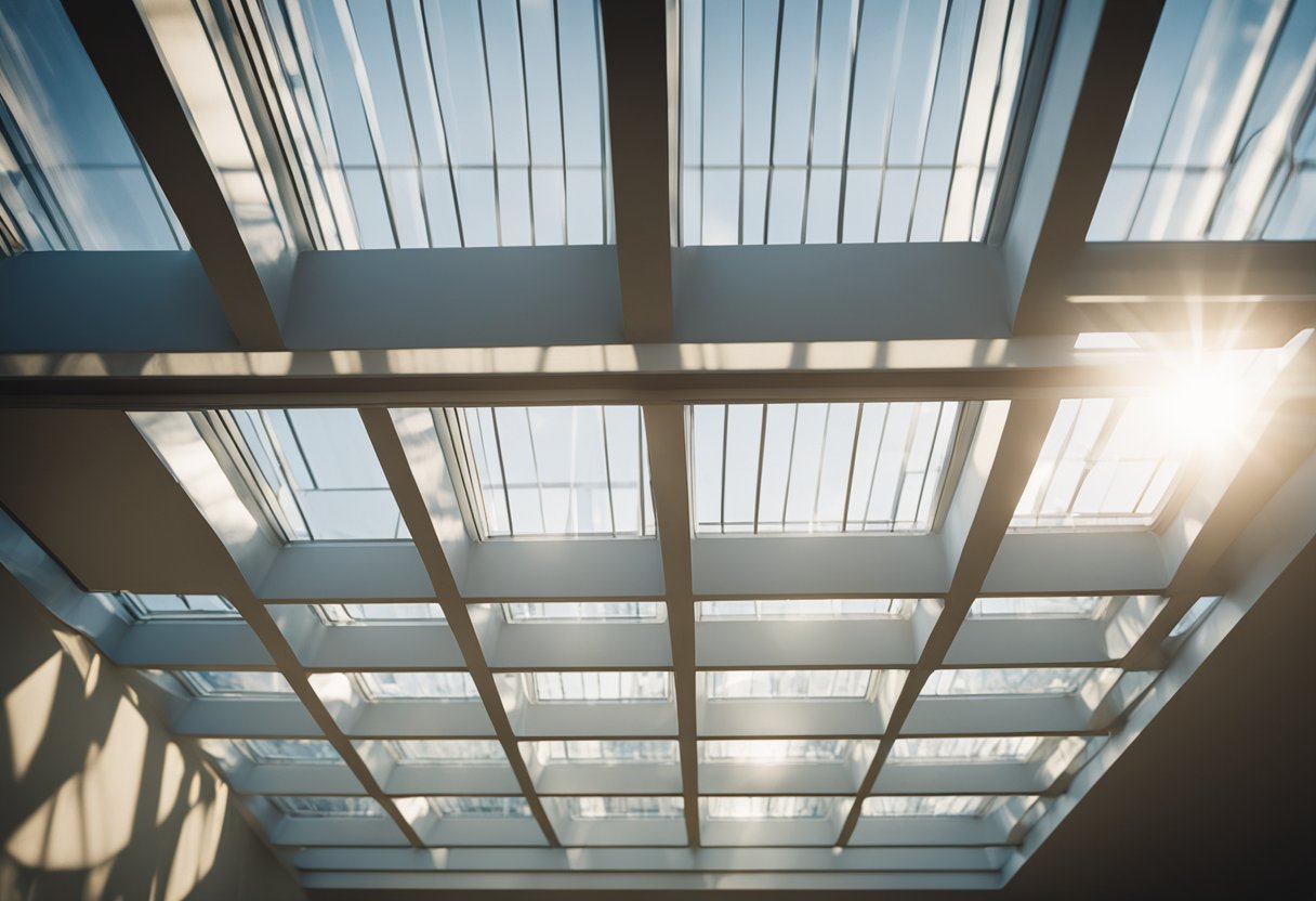 Sunlight streaming through a clear, open skylight, with fresh air circulating through the roof vents, creating a comfortable and healthy indoor environment