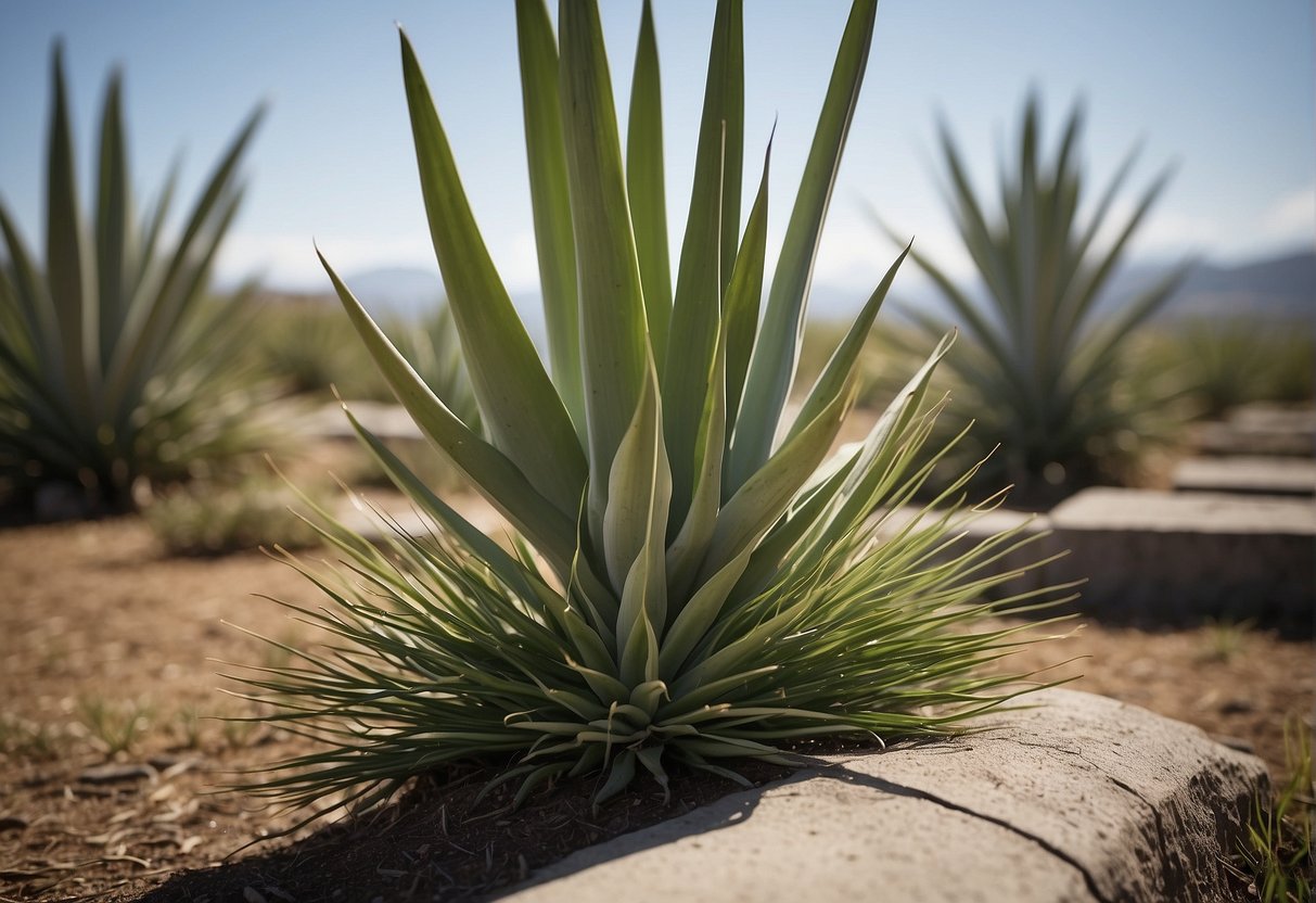 Yucca plants are placed in cemeteries to symbolize purity and protection, reflecting the historical and cultural significance of these plants in honoring the deceased