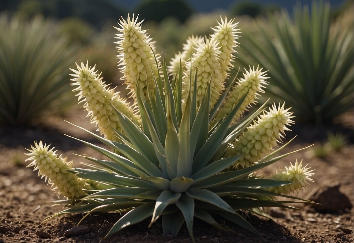 Yucca plants spread by producing offshoots from their base. New plants emerge and grow from these offshoots