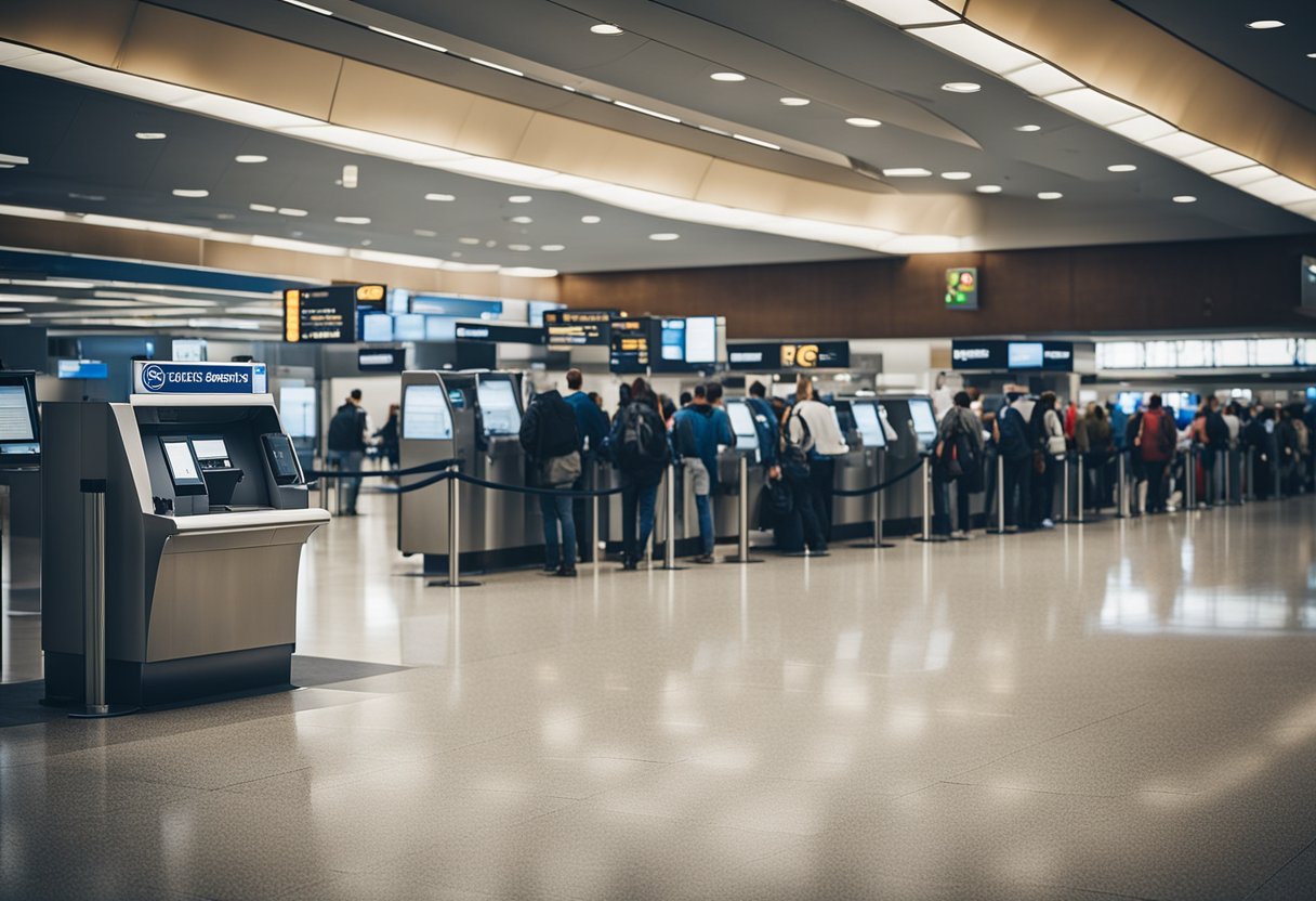 Passengers at O'Hare Airport check in at the ticket counter and go through security before boarding the plane to Berlin, Germany