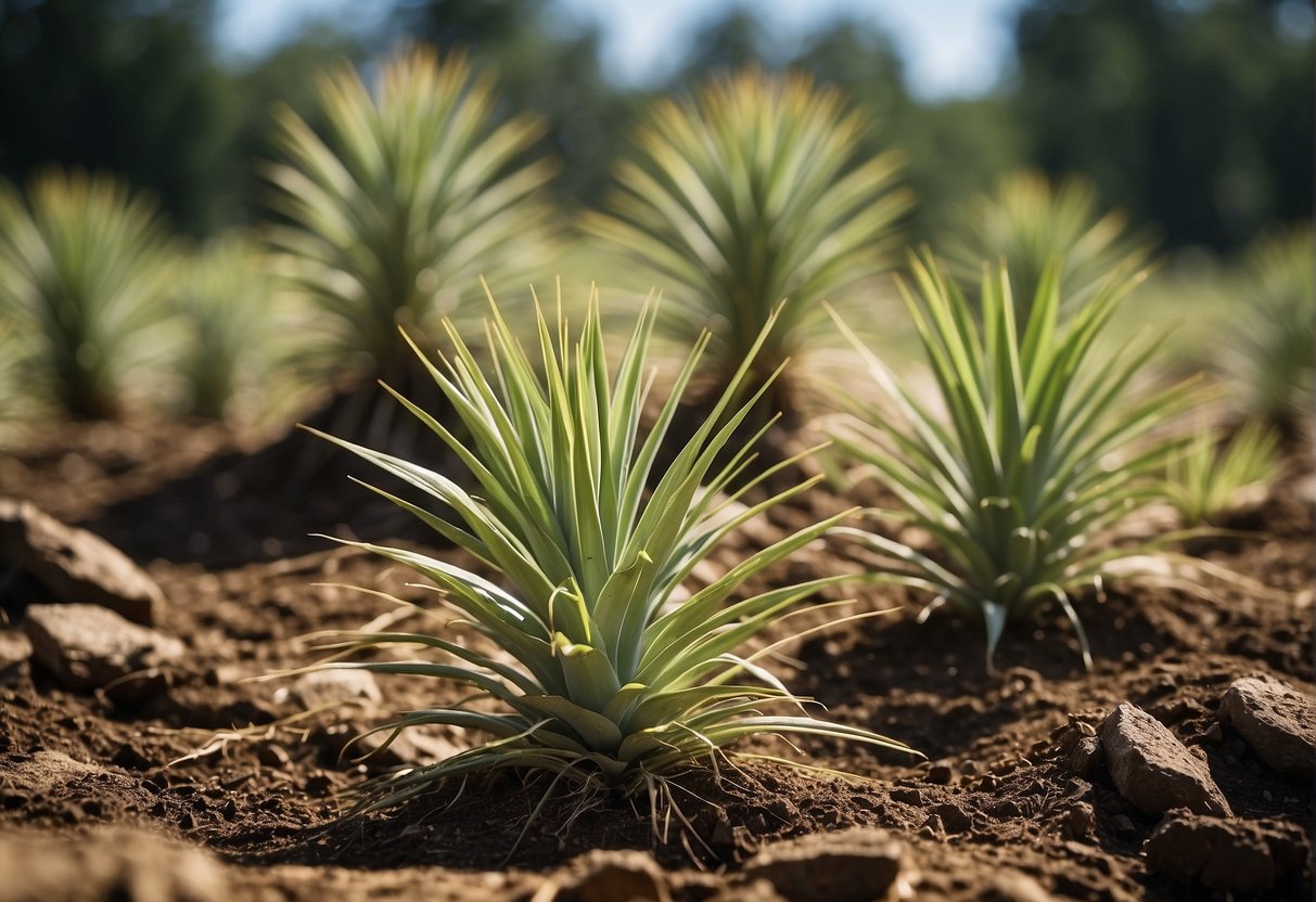 Yucca plants being carefully uprooted and replanted in Massachusetts