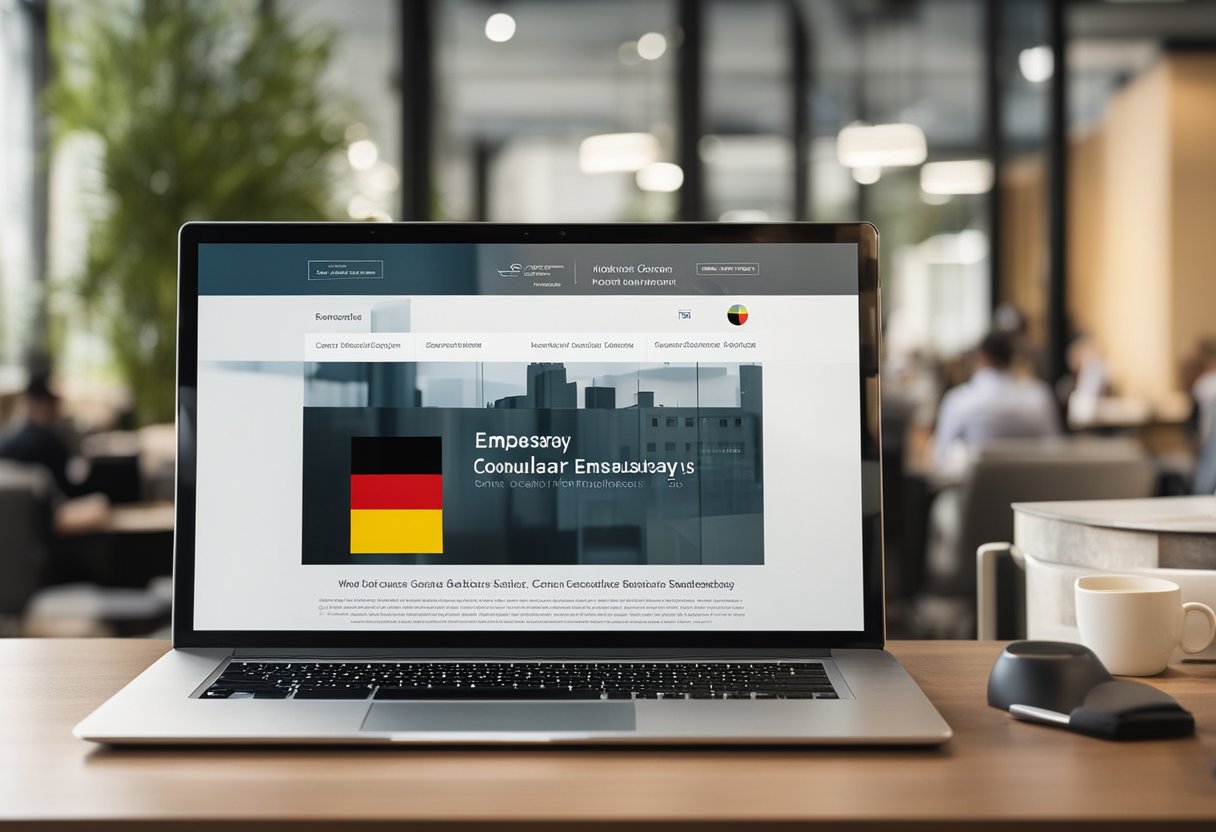 The German embassy website displays Consular Services