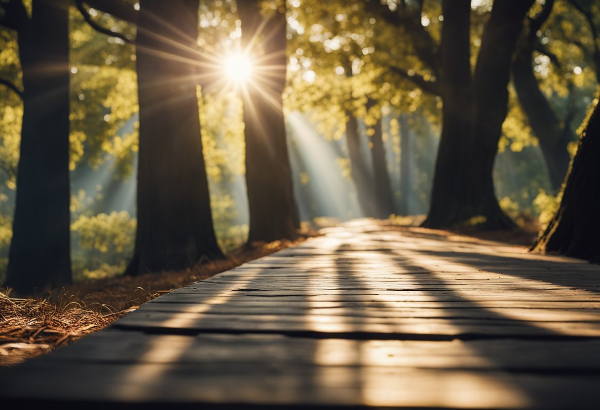 Sunlight filters through grand oak trees onto a rustic wooden floor. A sense of timeless elegance fills the air at Hardwood Haven