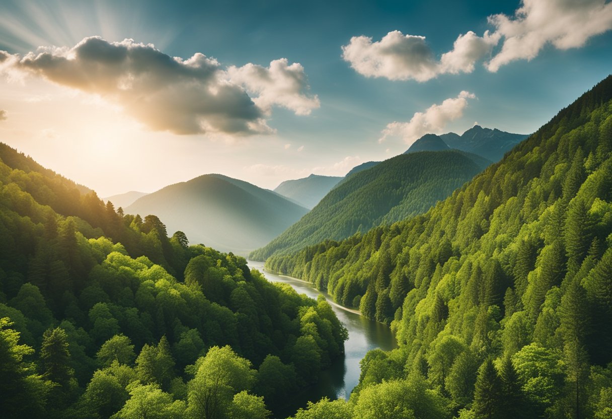 Üppige grüne Wälder, sich schlängelnde Flüsse und majestätische Berge schaffen eine atemberaubende Landschaft bei den Natural Escapes Touristenattraktionen in Deutschland
