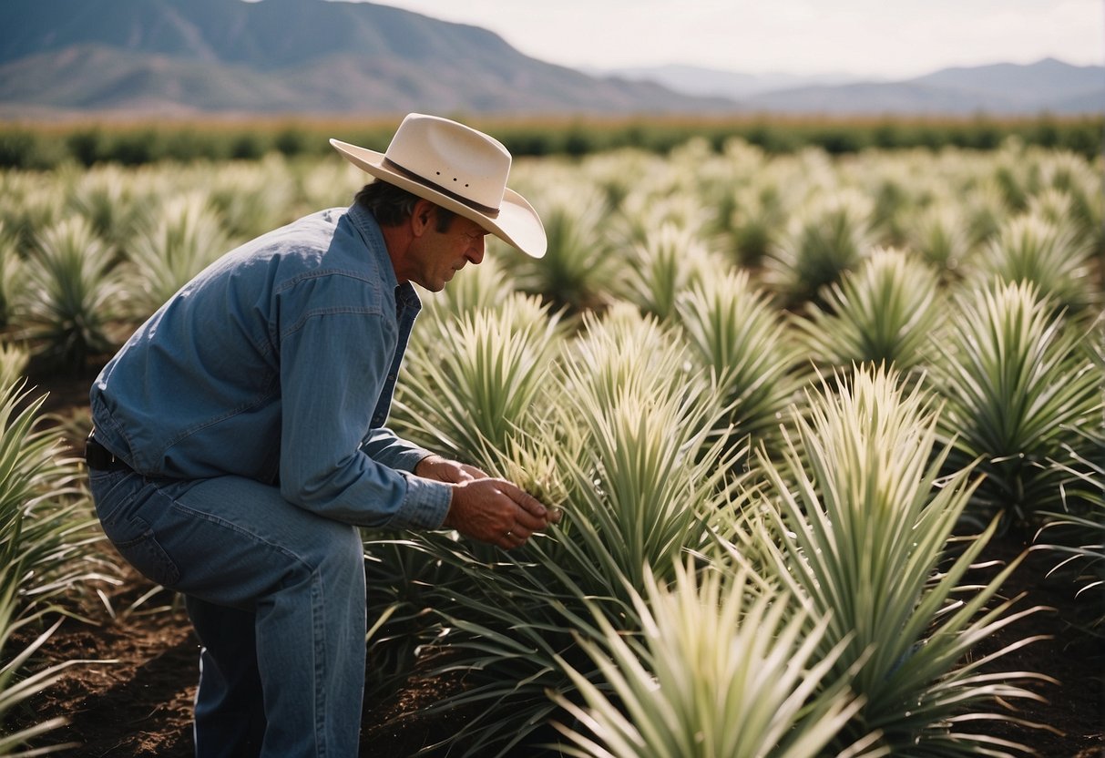 A customer selects yucca plants at a nursery in South Dakota