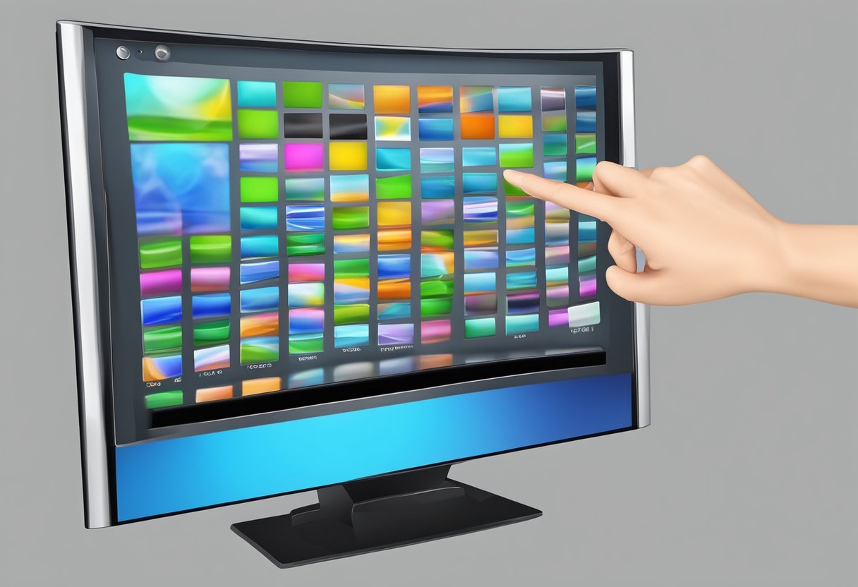 An LCD TV transforms into a touch screen as fingers interact with the display, demonstrating the functionality of touch screen technology