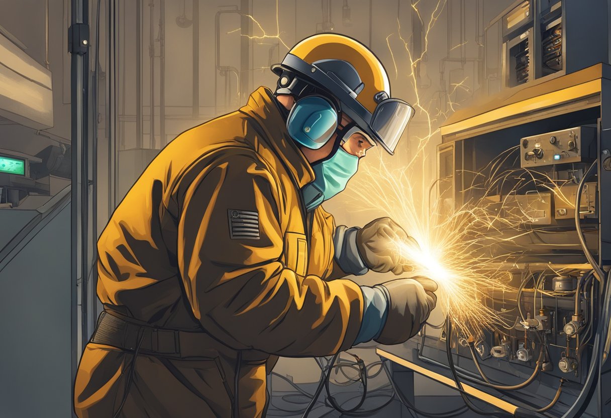 Sparks fly as a technician troubleshoots a malfunctioning O2 sensor in a high voltage environment.

The air crackles with tension as the drama unfolds
