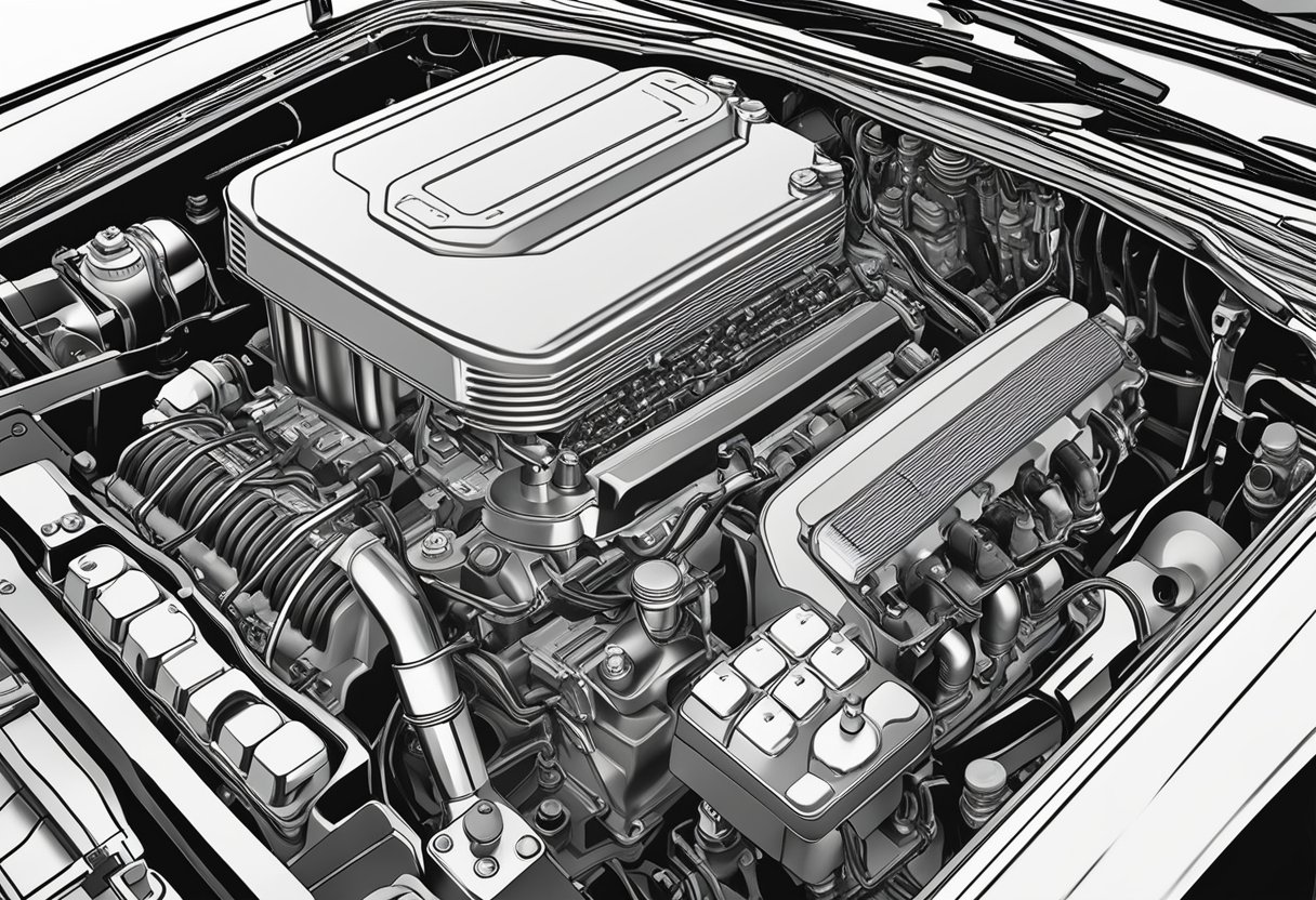 A car engine with a visible power relay connected to the ECM/PCM.

The relay is highlighted, emitting sparks or smoke to indicate trouble