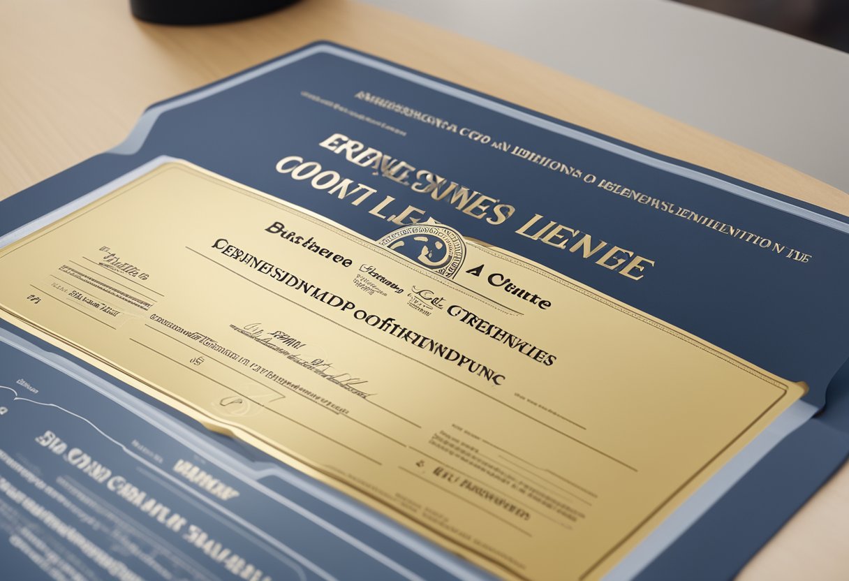 A business license being renewed with a Certificate of Good Standing displayed prominently