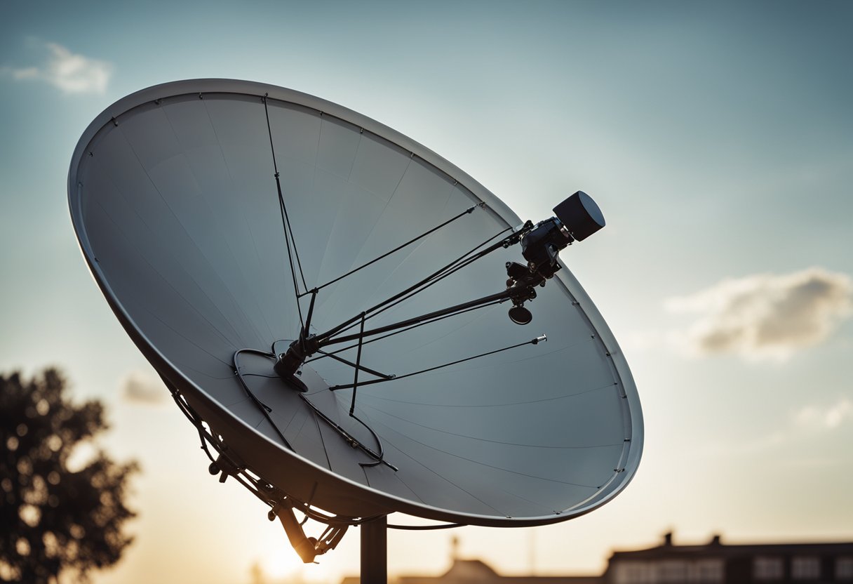 A satellite dish pointed towards the sky, receiving signals for the best IPTV service