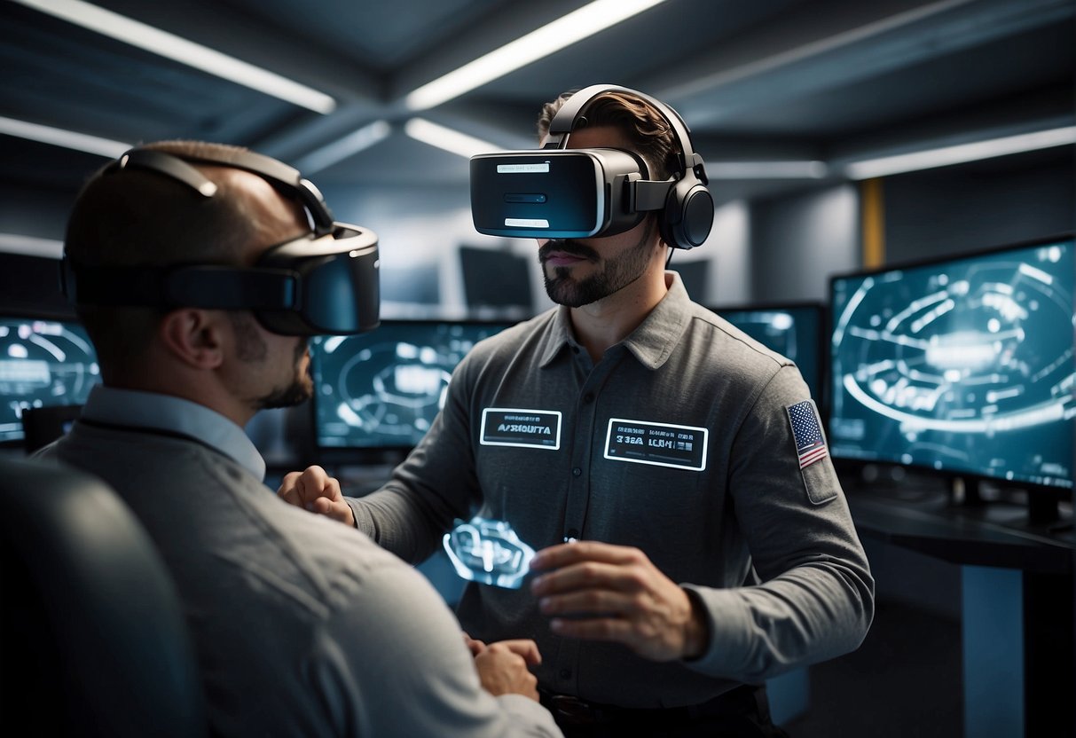 A spacecraft design team utilizes virtual reality technology to simulate and test their designs for space missions. The VR environment allows for detailed and immersive visualization of the spacecraft's components and operations
